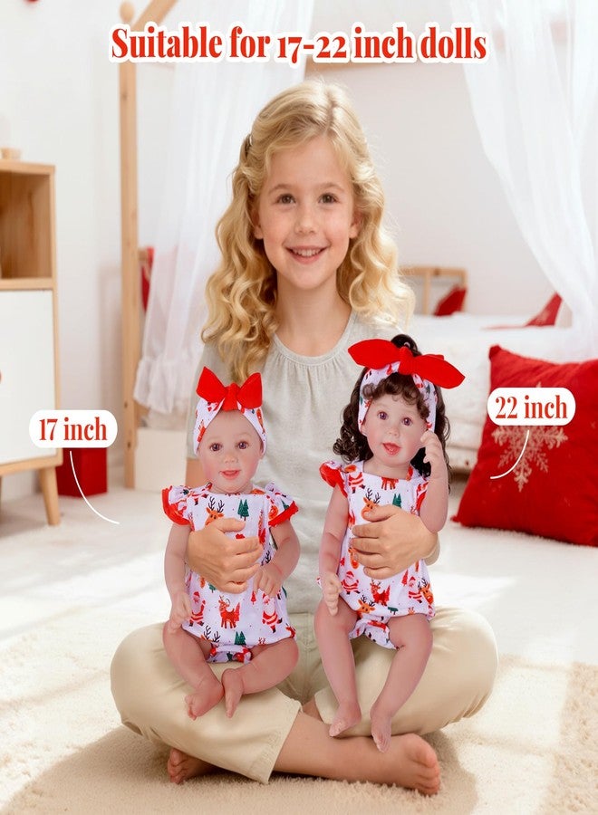 BABESIDE Reborn Baby Doll Clothes for 17- 22 Inch Dolls, Cute Santa Pattern Realistic Baby Doll Clothes Outfits with Headband, for Girls - Image 5